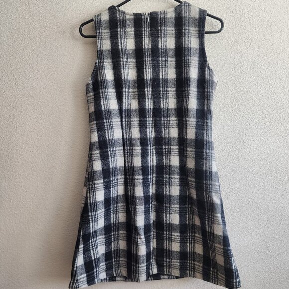 Vintage Lovers Dress Womens Medium Plaid Wool Sleeveless Mod 60s Pockets - Picture 5 of 9